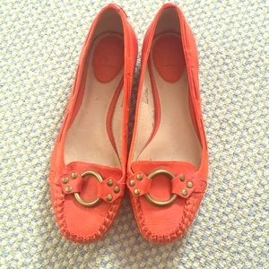 Frye Women's Orange Leather Ruby Ring Flat Shoes